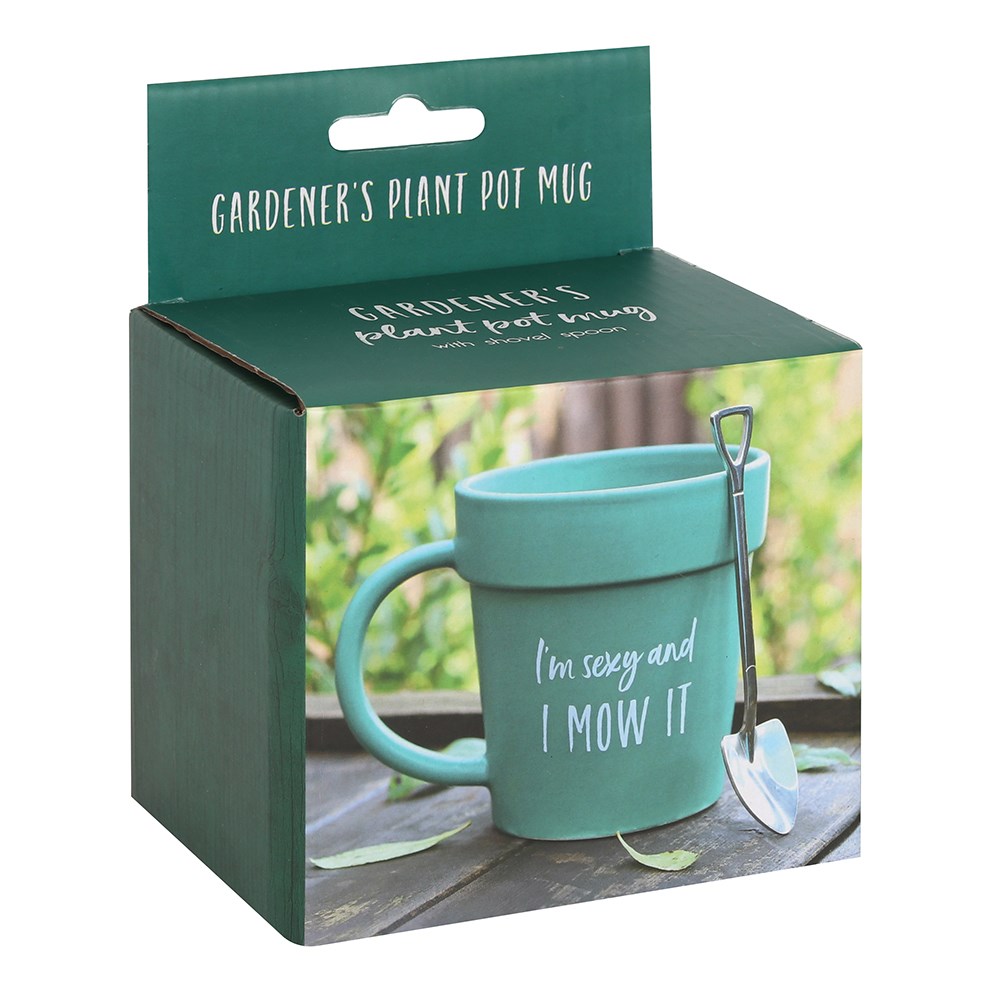I'm Sexy & I Mow It Plant Pot Mug & Shovel Spoon