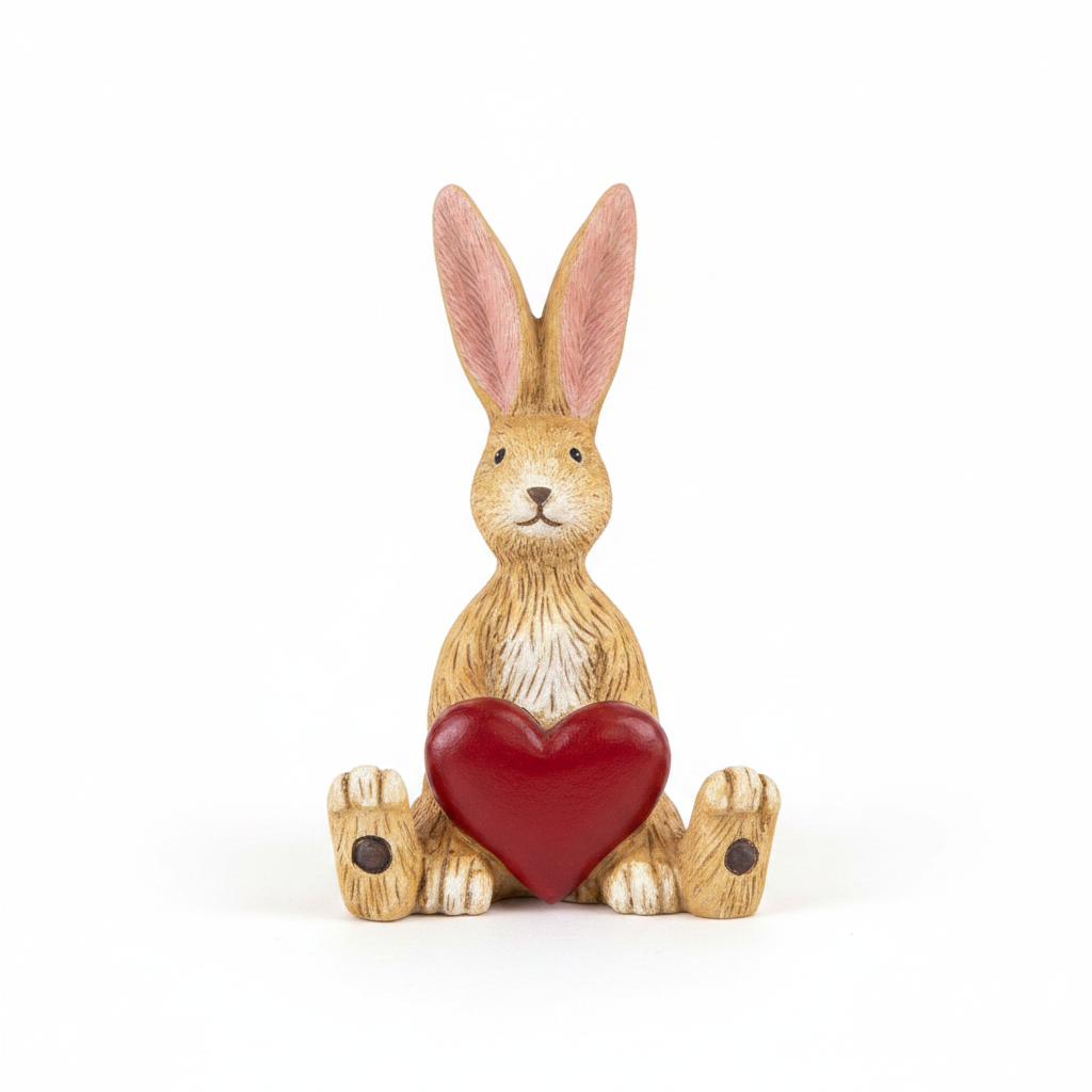 Sitting Jasper Rabbit With Red Heart - detail