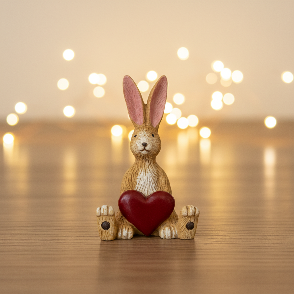Sitting Jasper Rabbit With Red Heart - lifestyle