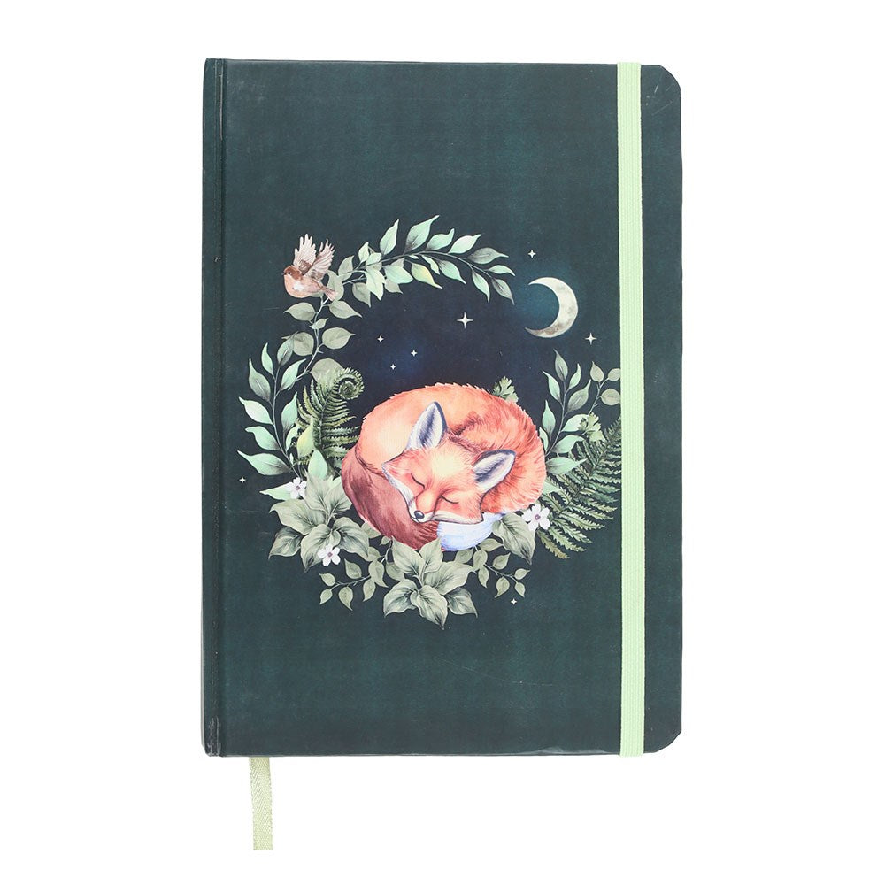 Sleeping Fox Dark Green Hardback Lined A5 Notebook