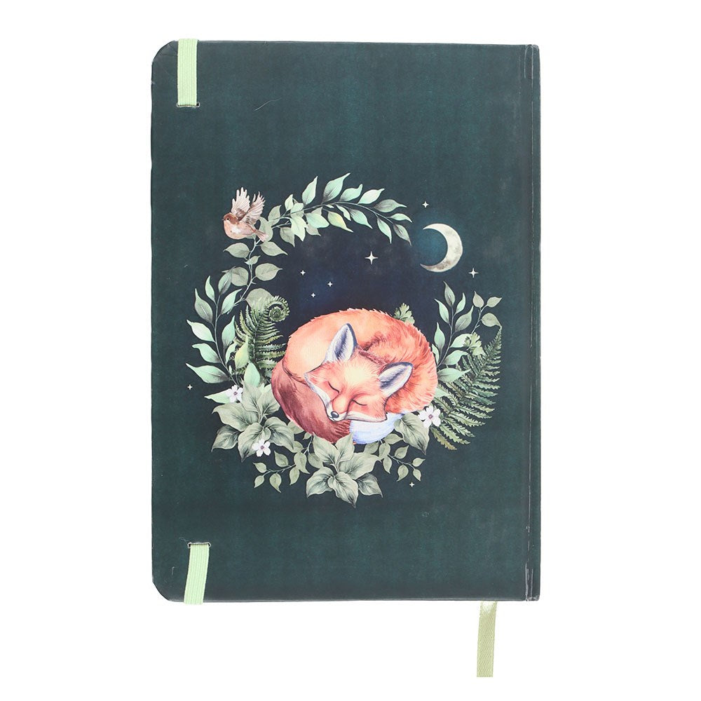 Sleeping Fox Dark Green Hardback Lined A5 Notebook