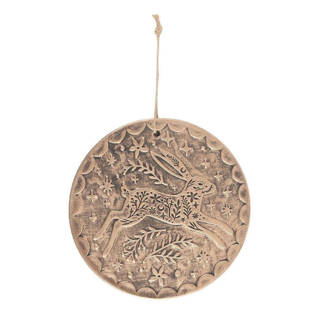 Solstice Hare Bronze Effect Terracotta Plaque
