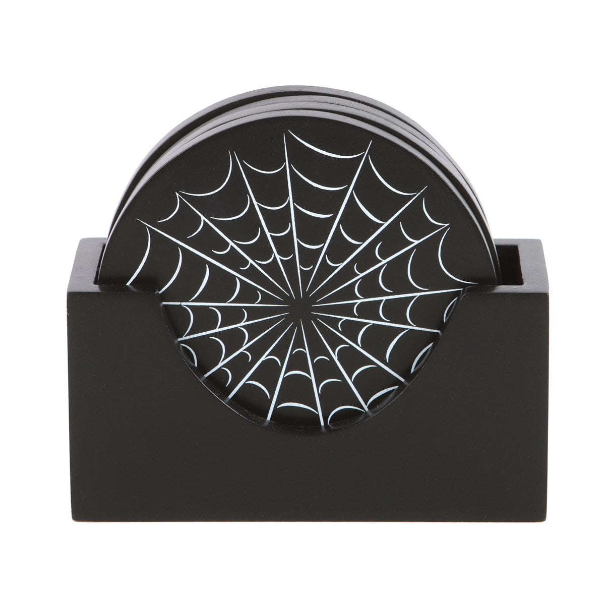 Spiderweb Design Wooden Coaster Set