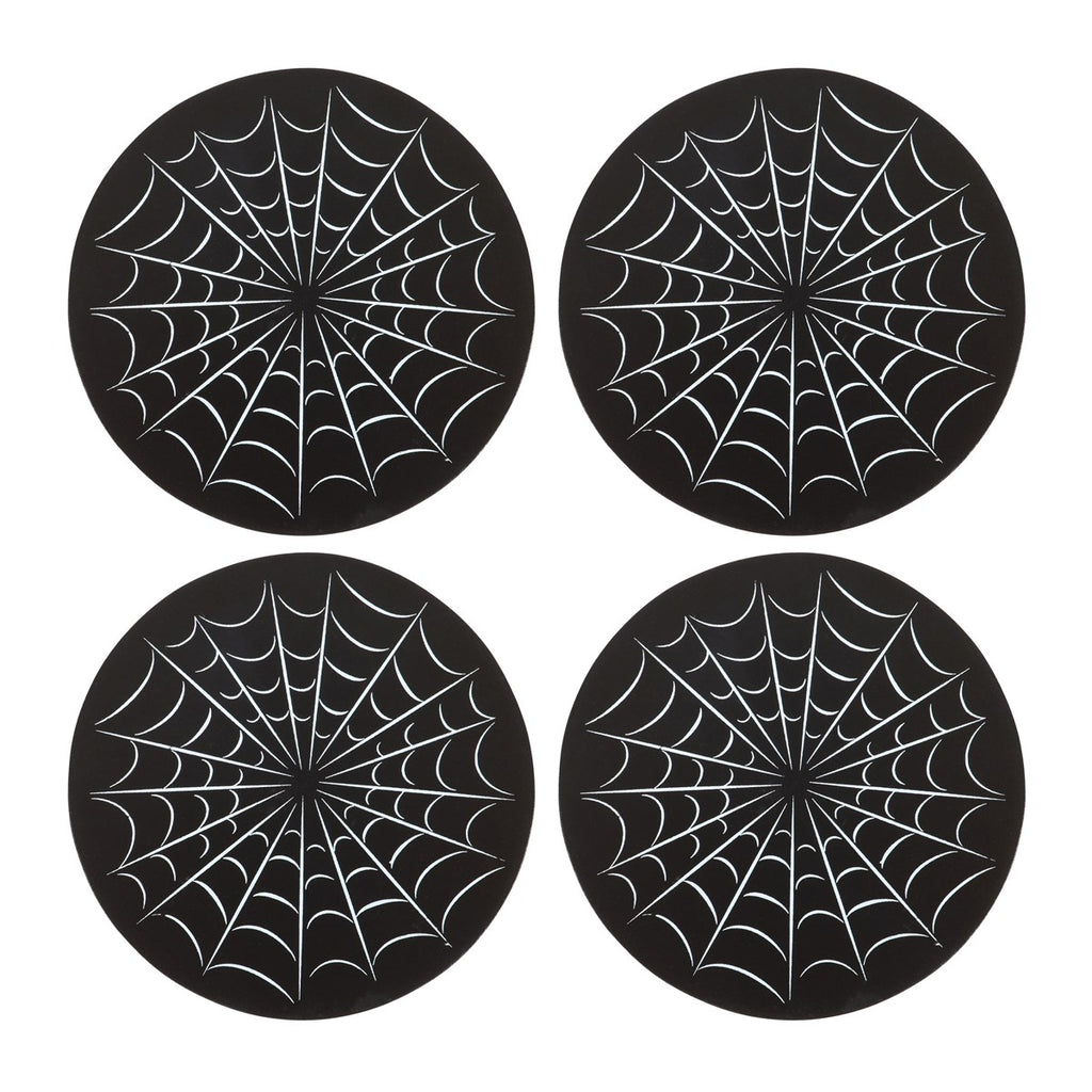 Spiderweb Design Wooden Coaster Set