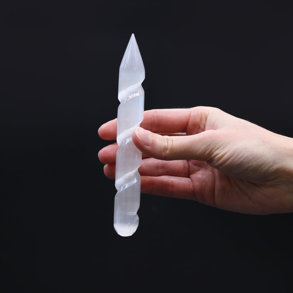 16cm Spiral Selenite Crystal Wand