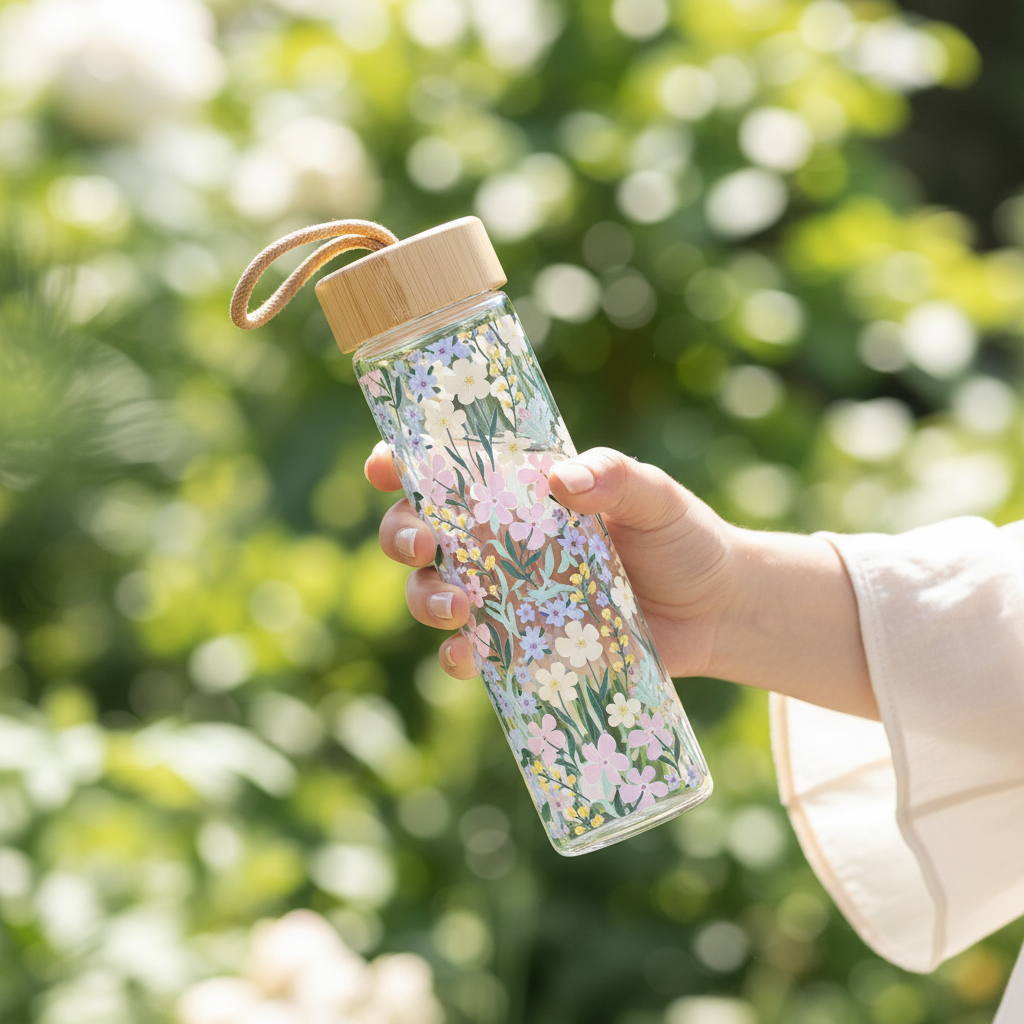 Spring Floral Water Bottle - Garden