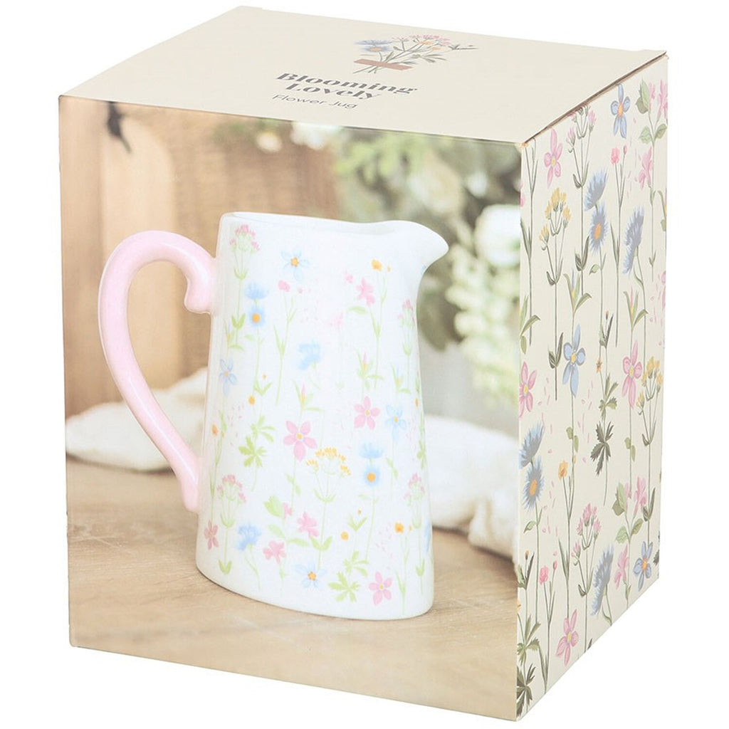 Ceramic Floral Print Flower Jug Vase