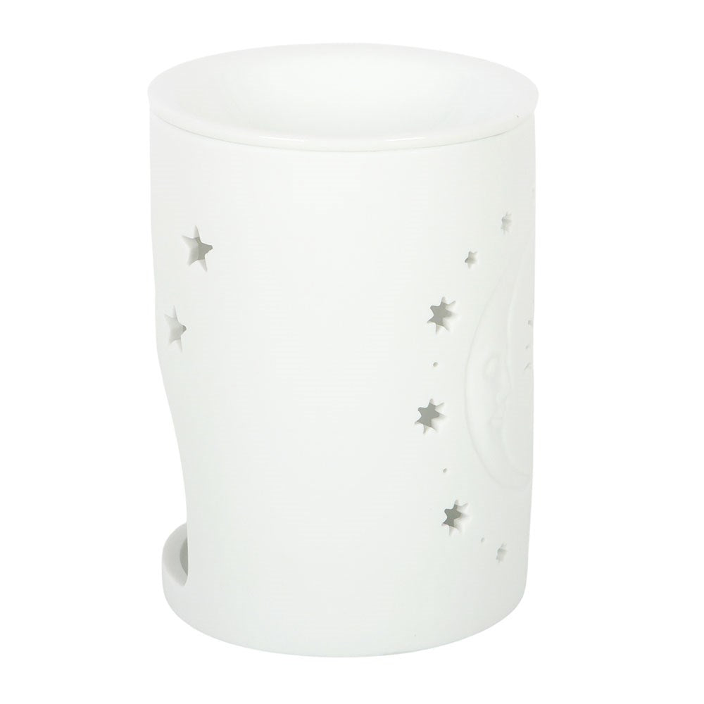 Sun & Moon Cut-Out Matt White Oil Burner & Wax Warmer