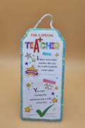 Freestanding ceramic plaque featuring “For A Special Teacher” message with decorative appreciation design.