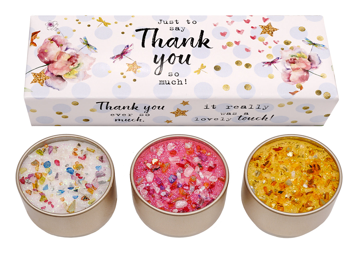 3 Pack Scented Glitter Candles - Various Slogans - Mum - Friend - Birthday Etc
