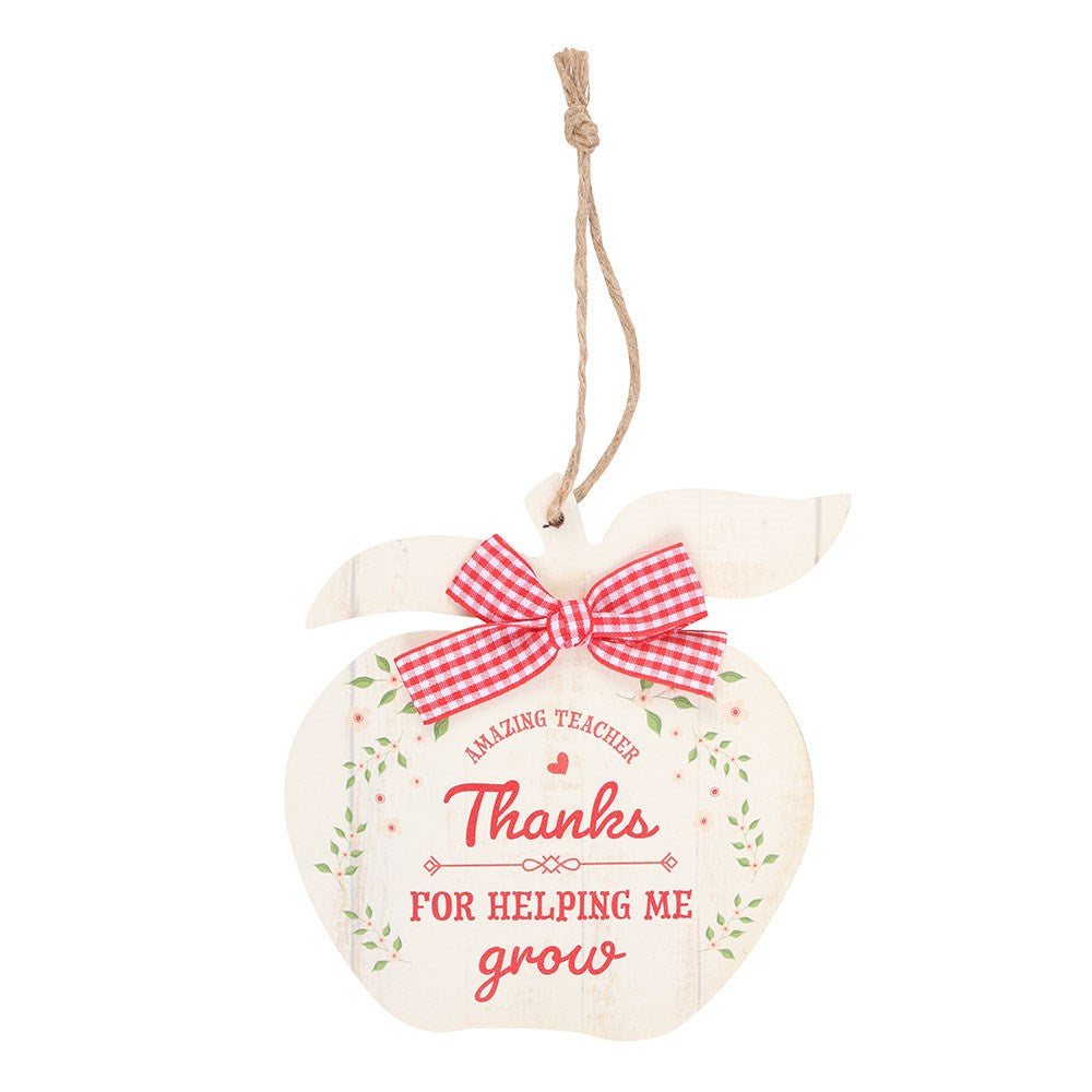 Thanks For Helping Me Grow Apple Shaped Wooden Sign
