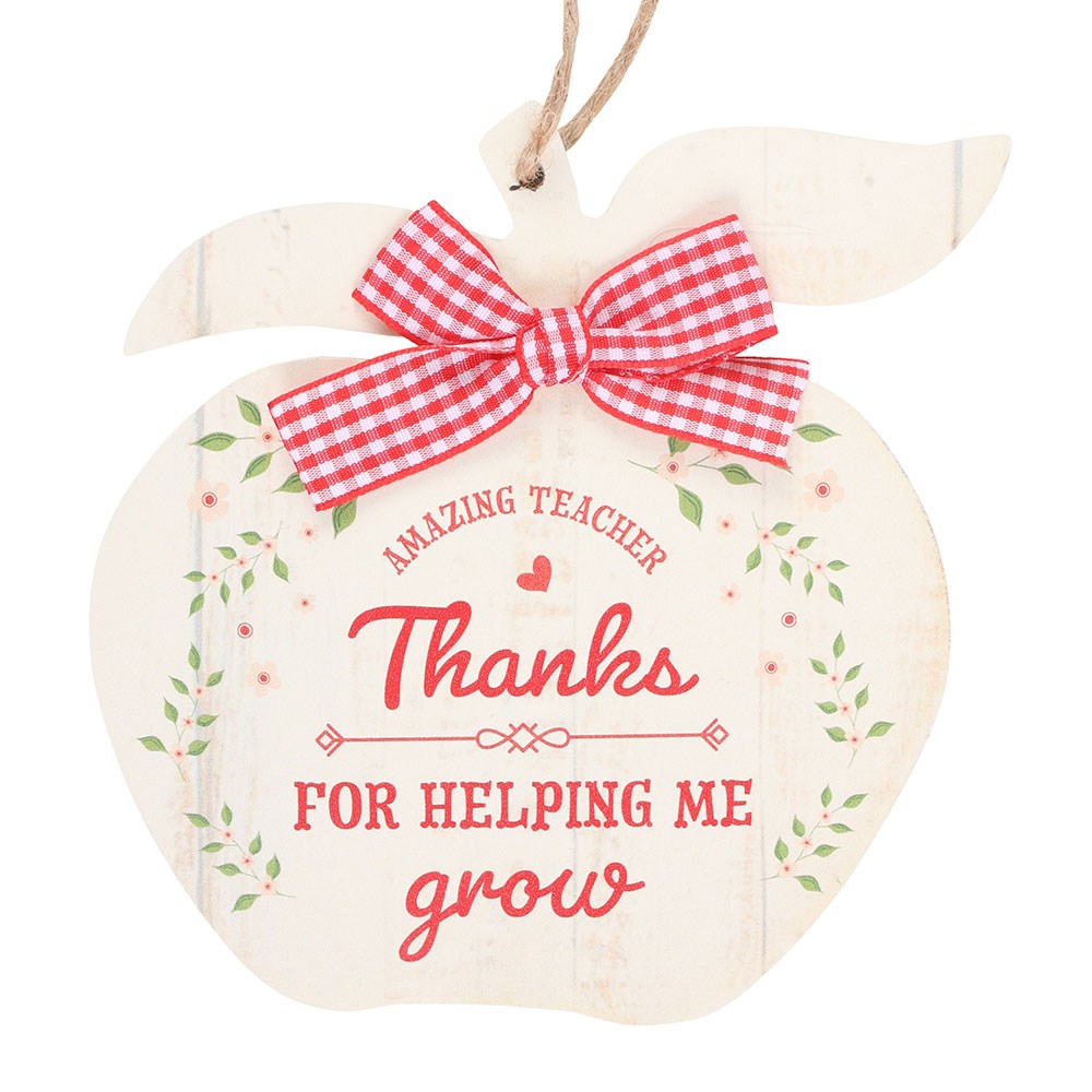 Thanks For Helping Me Grow Apple Shaped Wooden Sign