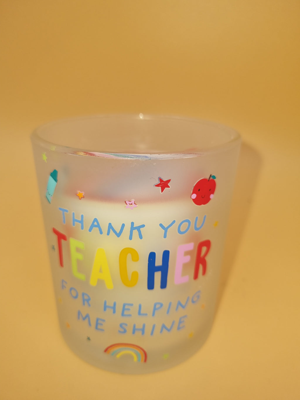Thank You Teacher Frosted Glass Candle