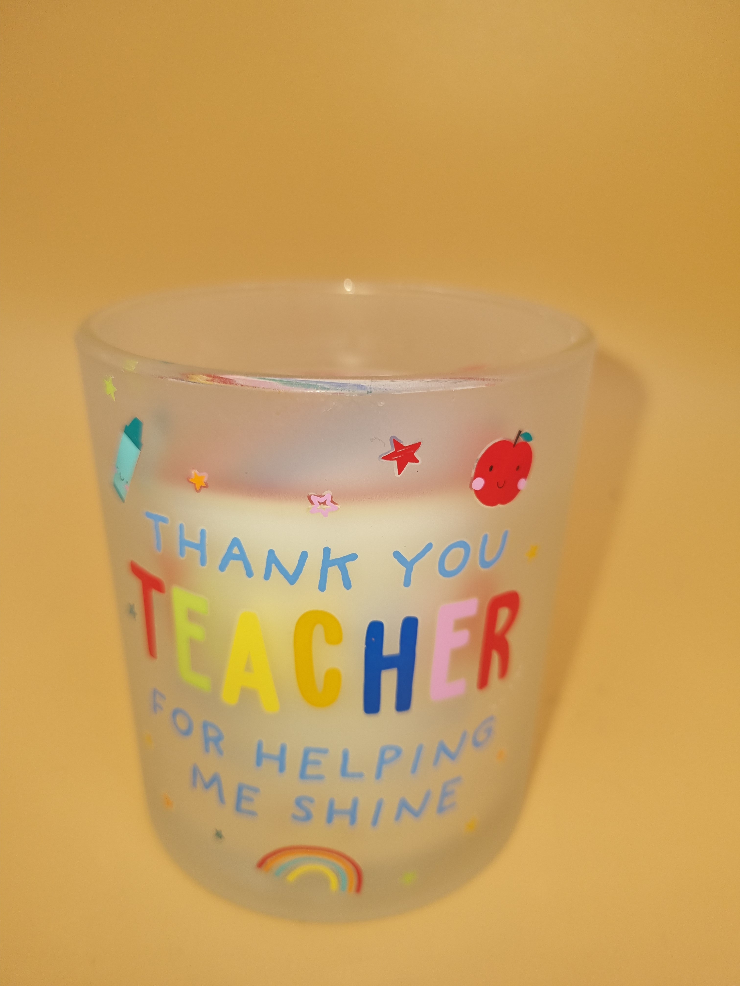 Thank You Teacher Frosted Glass Candle