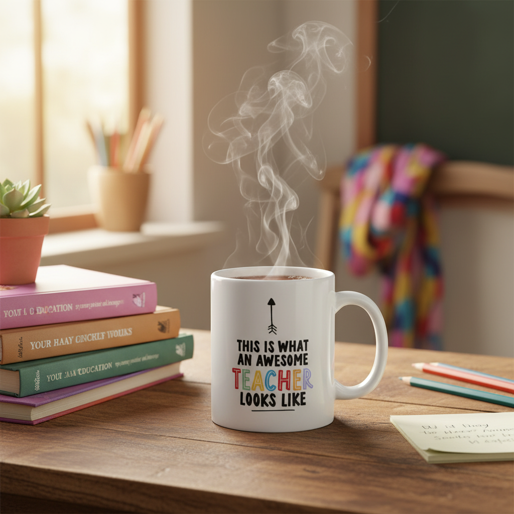 This Is What An Awesome Teacher Looks Like Ceramic Mug - Lifestyle Image