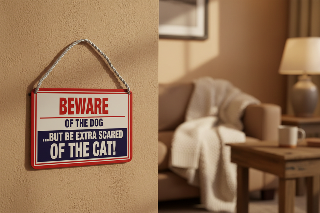 Tin Sign on Living Room Wall