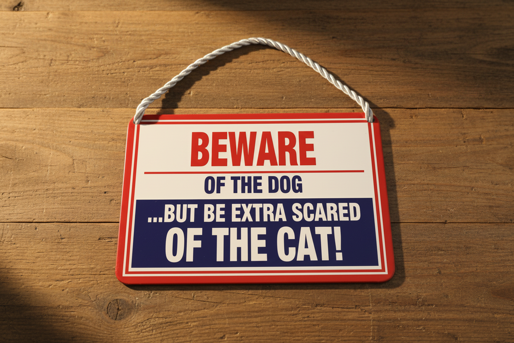 Tin Sign on Wooden Surface
