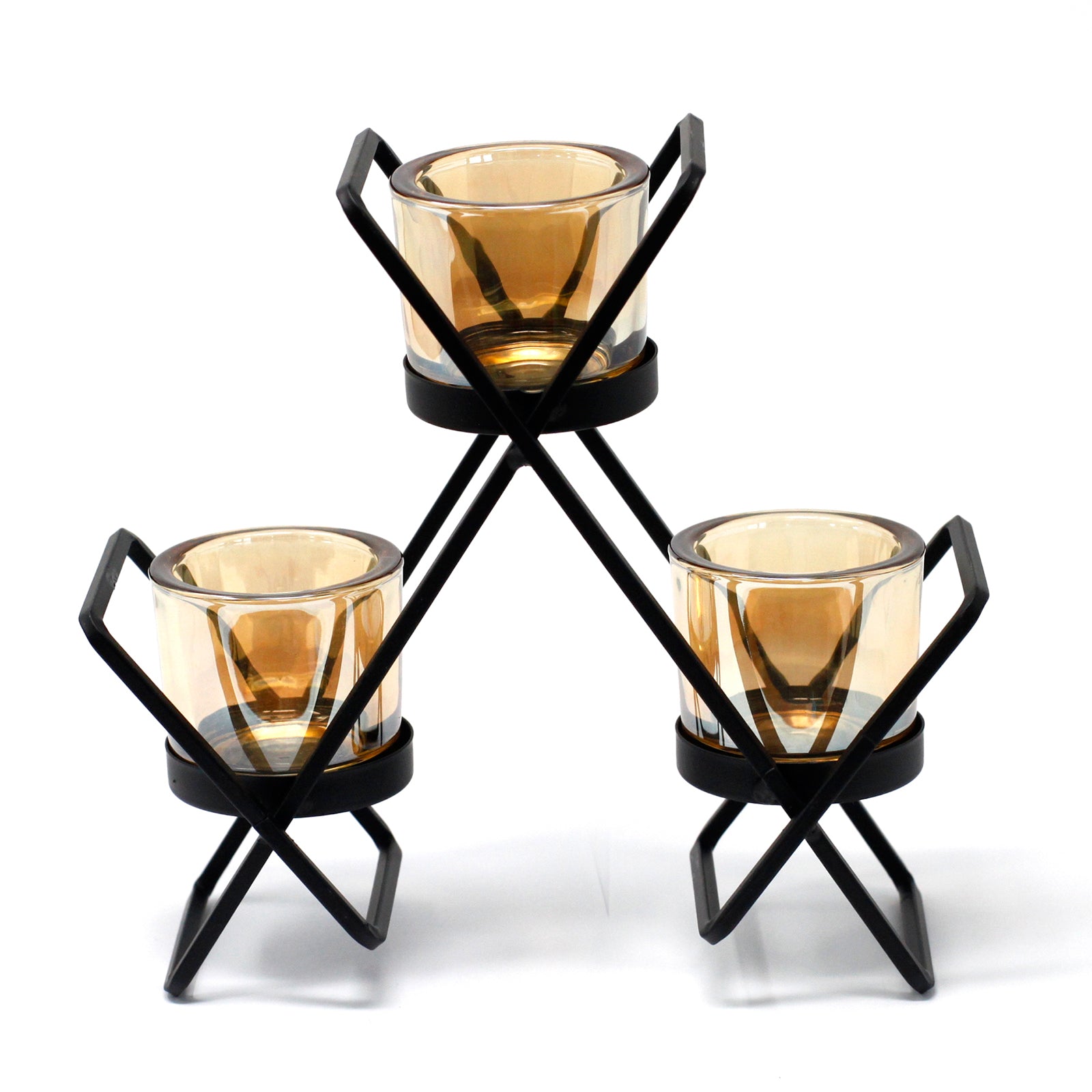 Triangle Centrepiece Iron 3 Votive Candle Holder