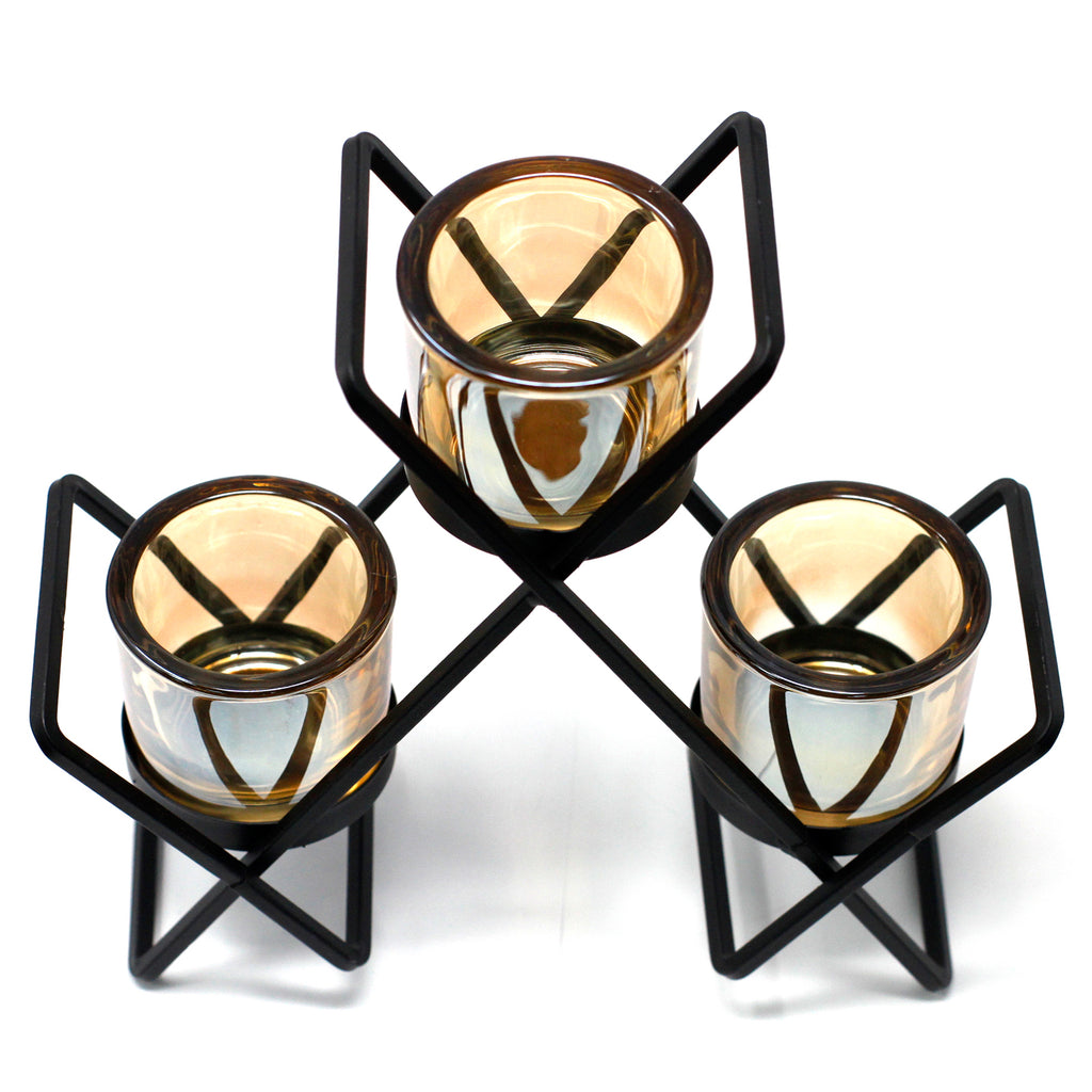 Triangle Centrepiece Iron 3 Votive Candle Holder