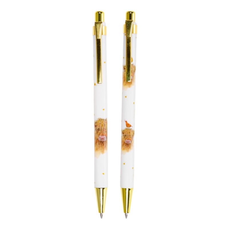 Twin Pack Highland Cow Design Pen Set