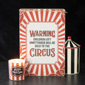 Metal sign “Warning unattended children will be sold to the circus”, humorous wall decor