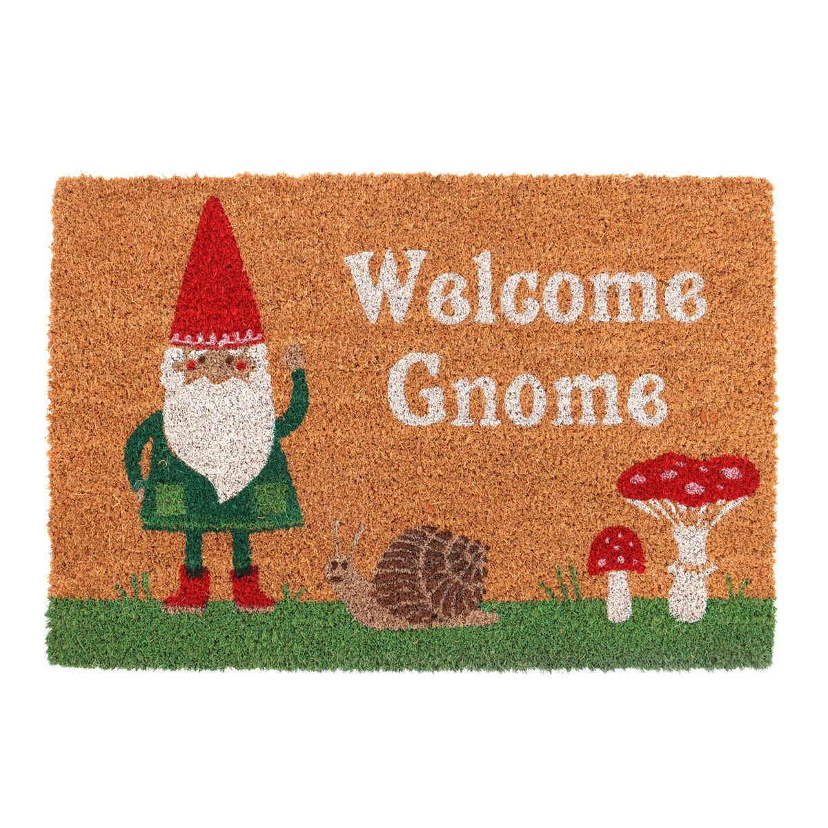 Welcome Gnome Natural Coir Doormat