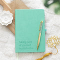 A5 wellness journal paired with an aventurine crystal pen, ideal for mindfulness, goal setting, and daily journaling with a calming, elegant touch.