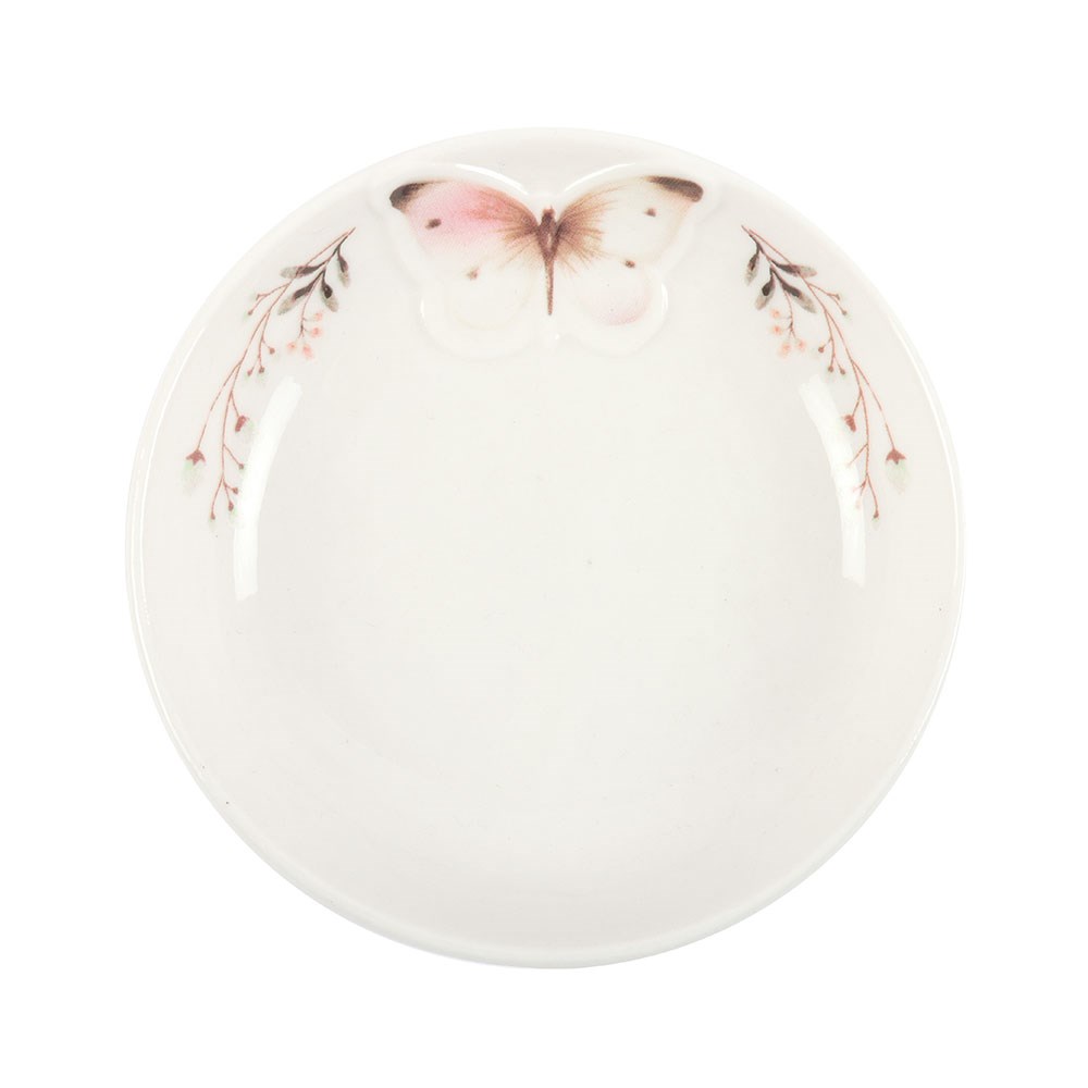 White Butterfly Ceramic Trinket Dish
