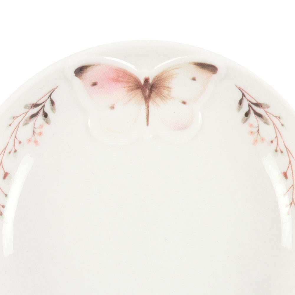 White Butterfly Ceramic Trinket Dish