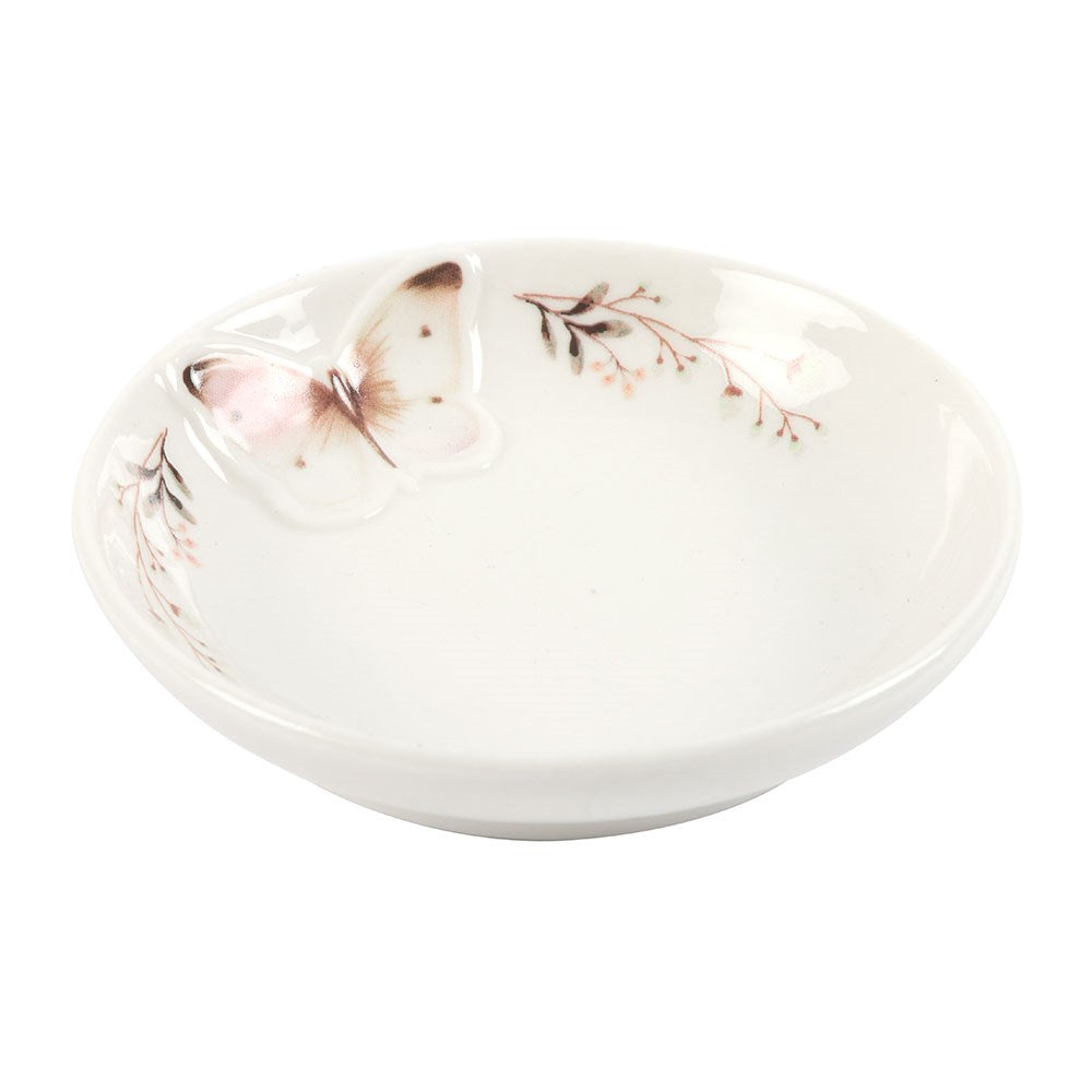 White Butterfly Ceramic Trinket Dish