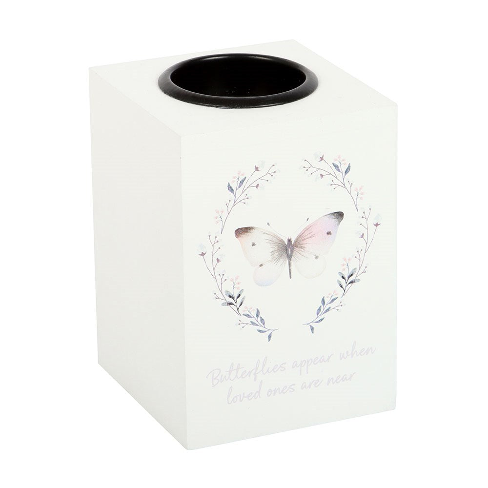 Butterflies Appear Remembrance Wooden Tealight Holder