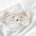 Satin white cat face eye mask, soft and comfortable for sleep and relaxation