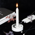 Wooden mystical moon spell candle holder, perfect for spiritual and ambient decor