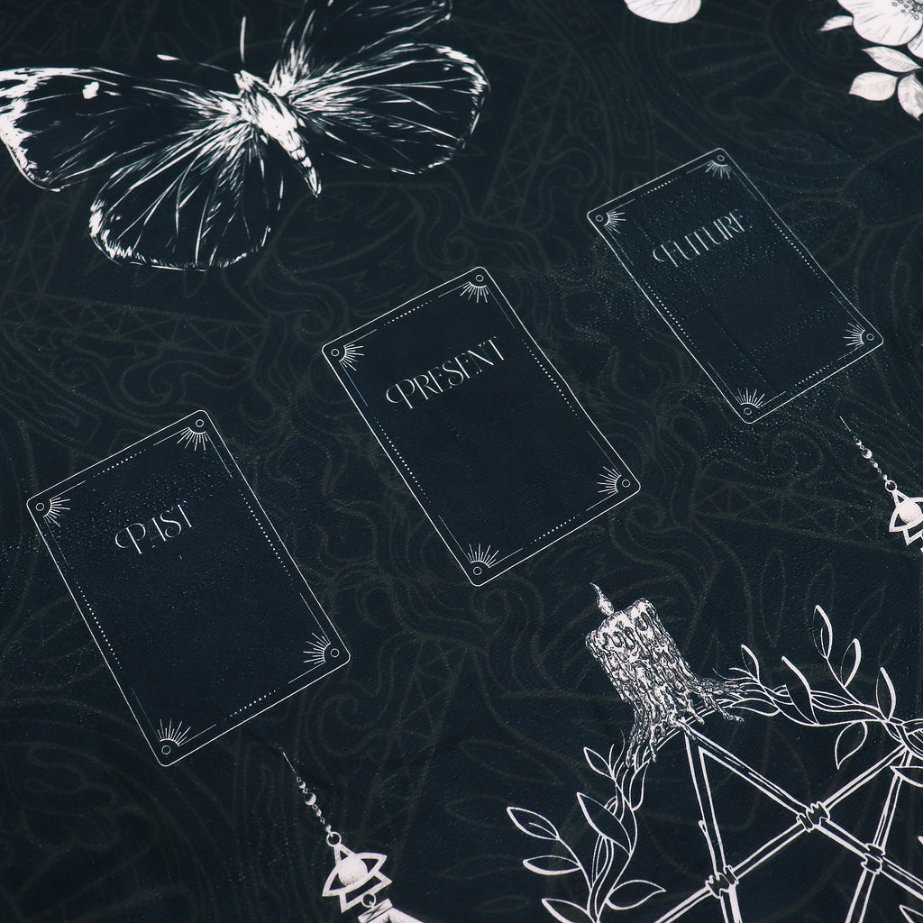 Witches Garden Black Fabric Tarot Card Reading Cloth 75cm