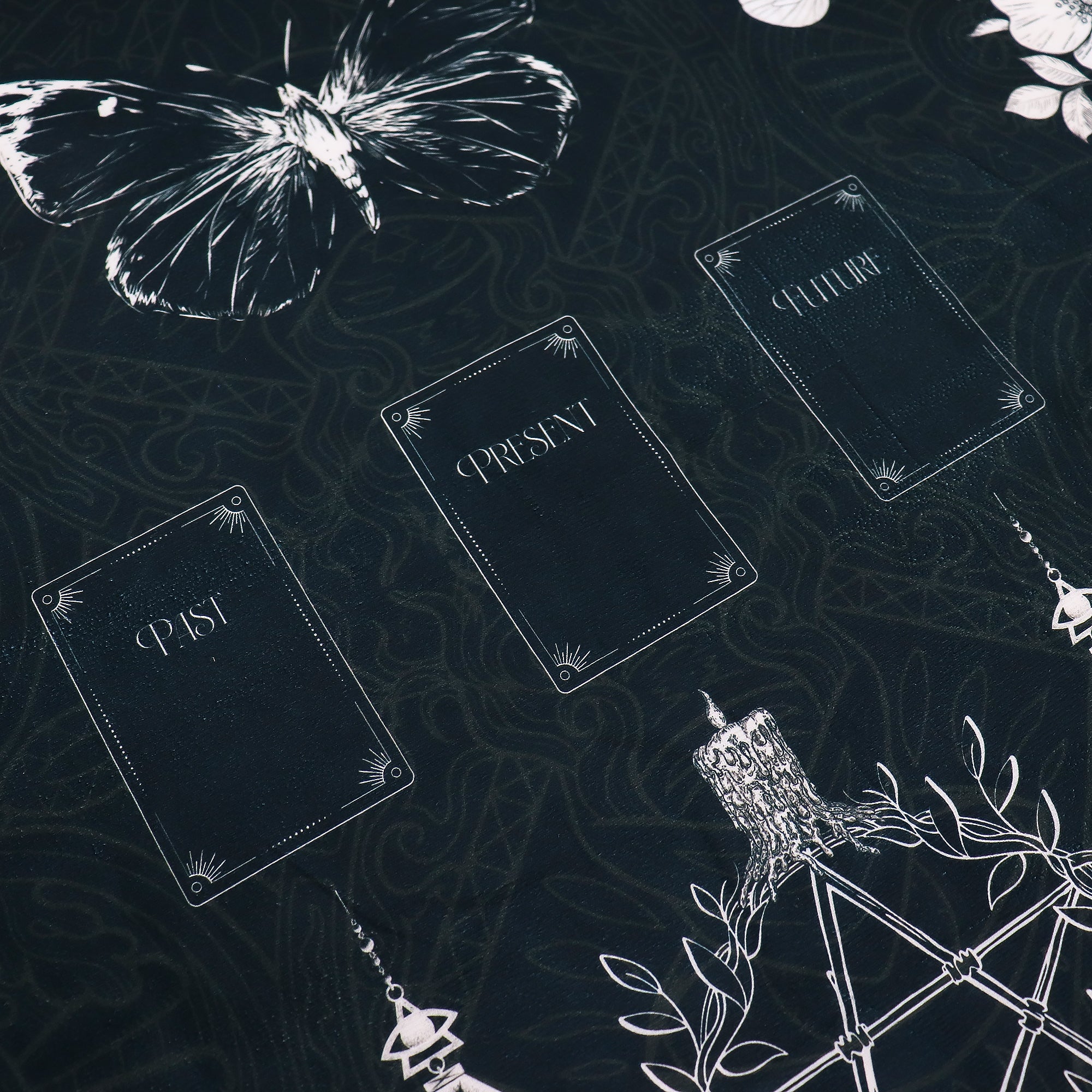 Witches Garden Black Fabric Tarot Card Reading Cloth 75cm