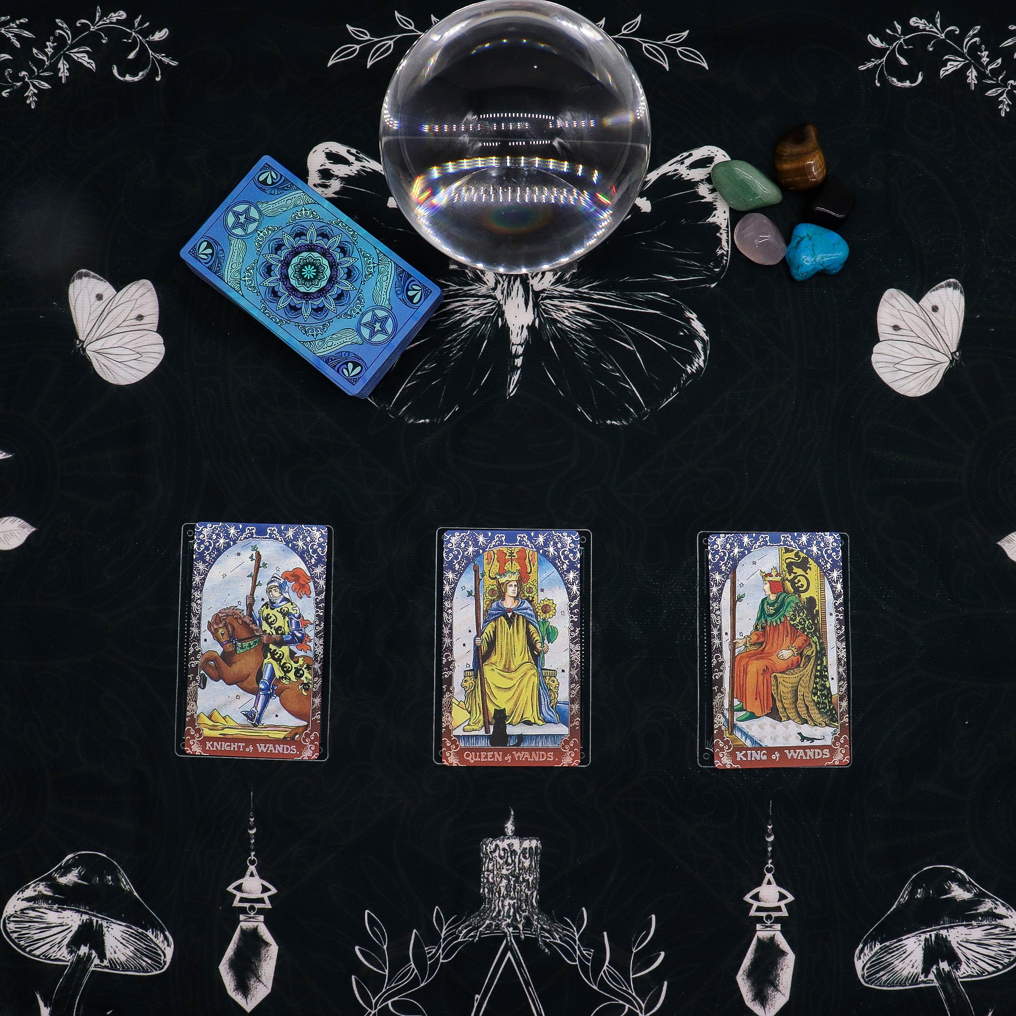 Witches Garden Black Fabric Tarot Card Reading Cloth 75cm