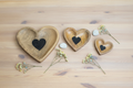 Wooden Heart Dishes Separated Flat Lay