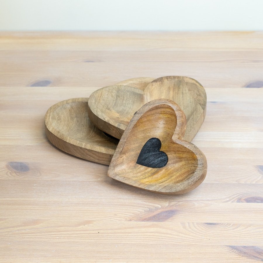 Natural Wood Heart Shaped Trays - 3 Sizes To Choose From