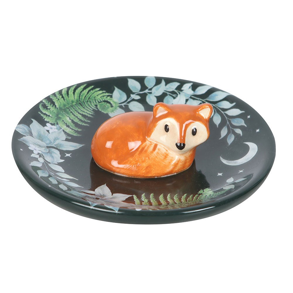 Woodland Fox Dark Green Ceramic Trinket Dish