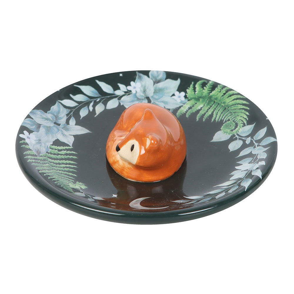 Woodland Fox Dark Green Ceramic Trinket Dish