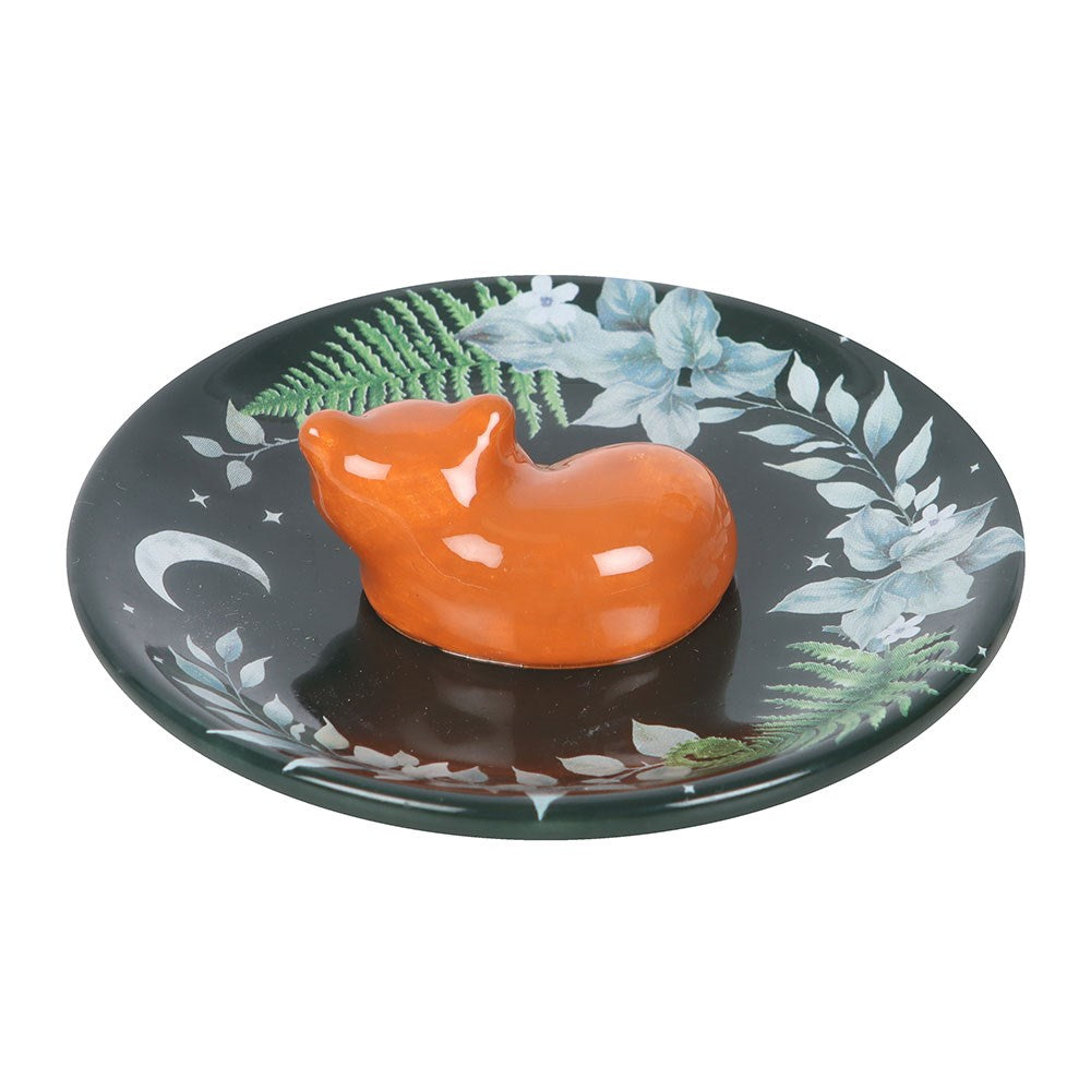 Woodland Fox Dark Green Ceramic Trinket Dish