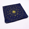 Zodiac design tarot reading cloth, 75cm, with mystical symbols for card readings and spiritual decor